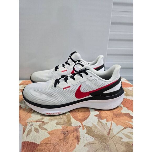 Nike Air Zoom Structure 25 White Red Running Shoes DJ7883-106 Men's Size 14 - Picture 1 of 8